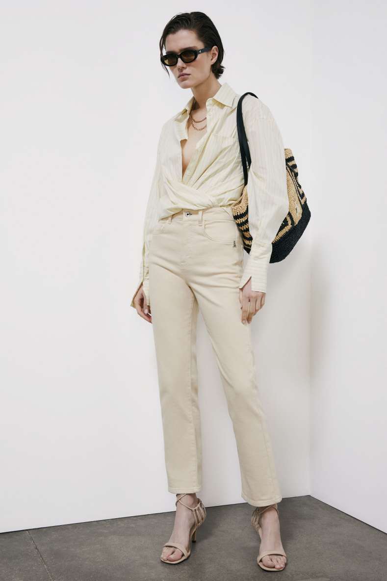 High waist cigarette jeans, White, Patrizia Pepe