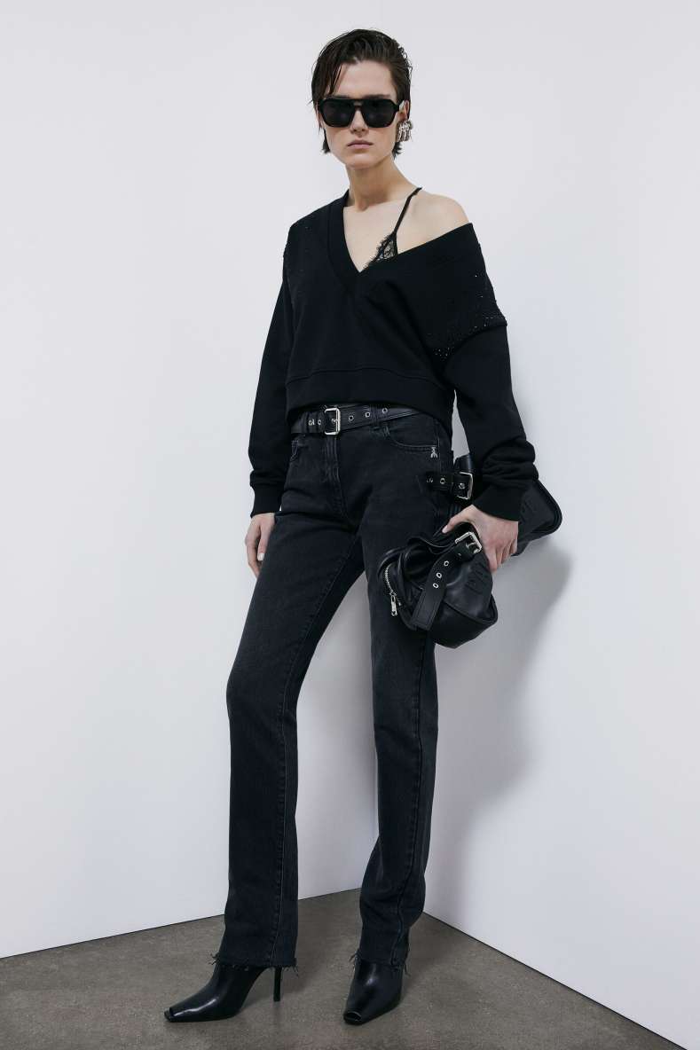 Regular frayed jeans, Black, Patrizia Pepe