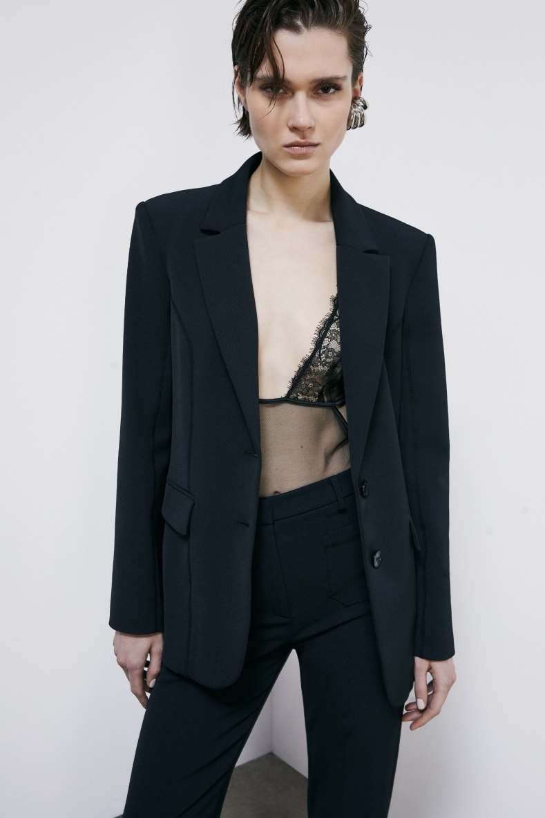Blazer in structured twill, Black, Patrizia Pepe