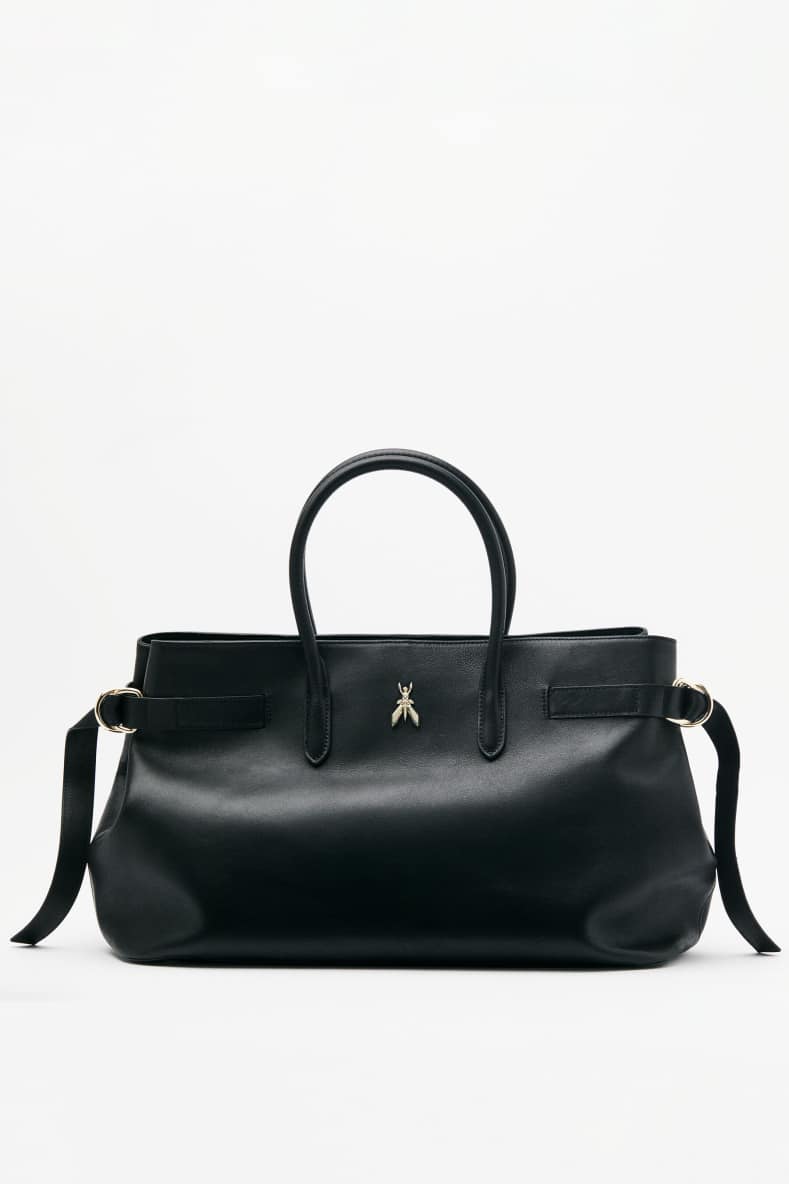 New Business handbag large in leather, Black, Patrizia Pepe