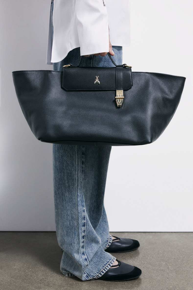 Modern Utility leather bag, Black, Patrizia Pepe