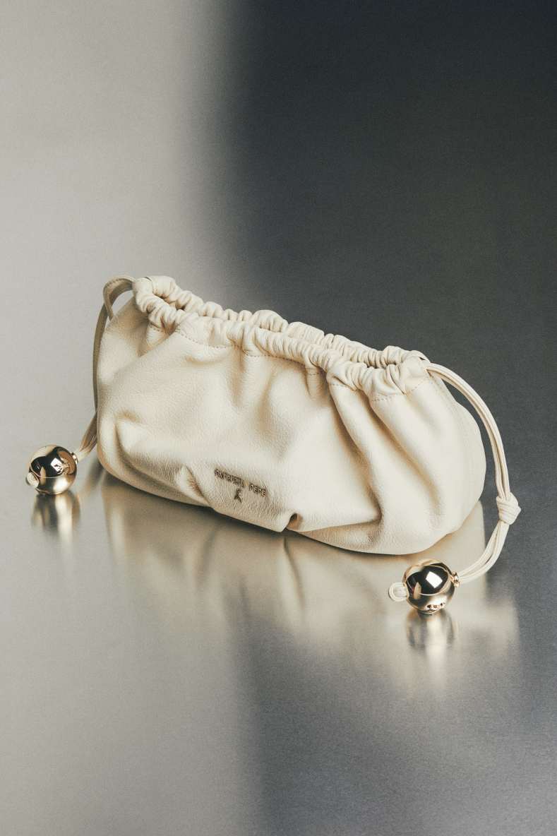 Leather Clutch "Bubble" Small, White, Patrizia Pepe