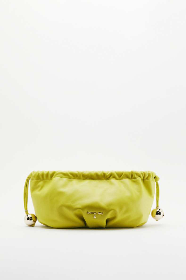 Leather Clutch &ldquo;Bubble&rdquo; Small, Green, Patrizia Pepe