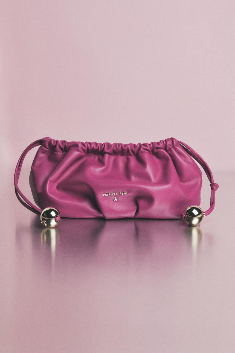 Leather Clutch &ldquo;Bubble&rdquo; Small, Purple, Patrizia Pepe