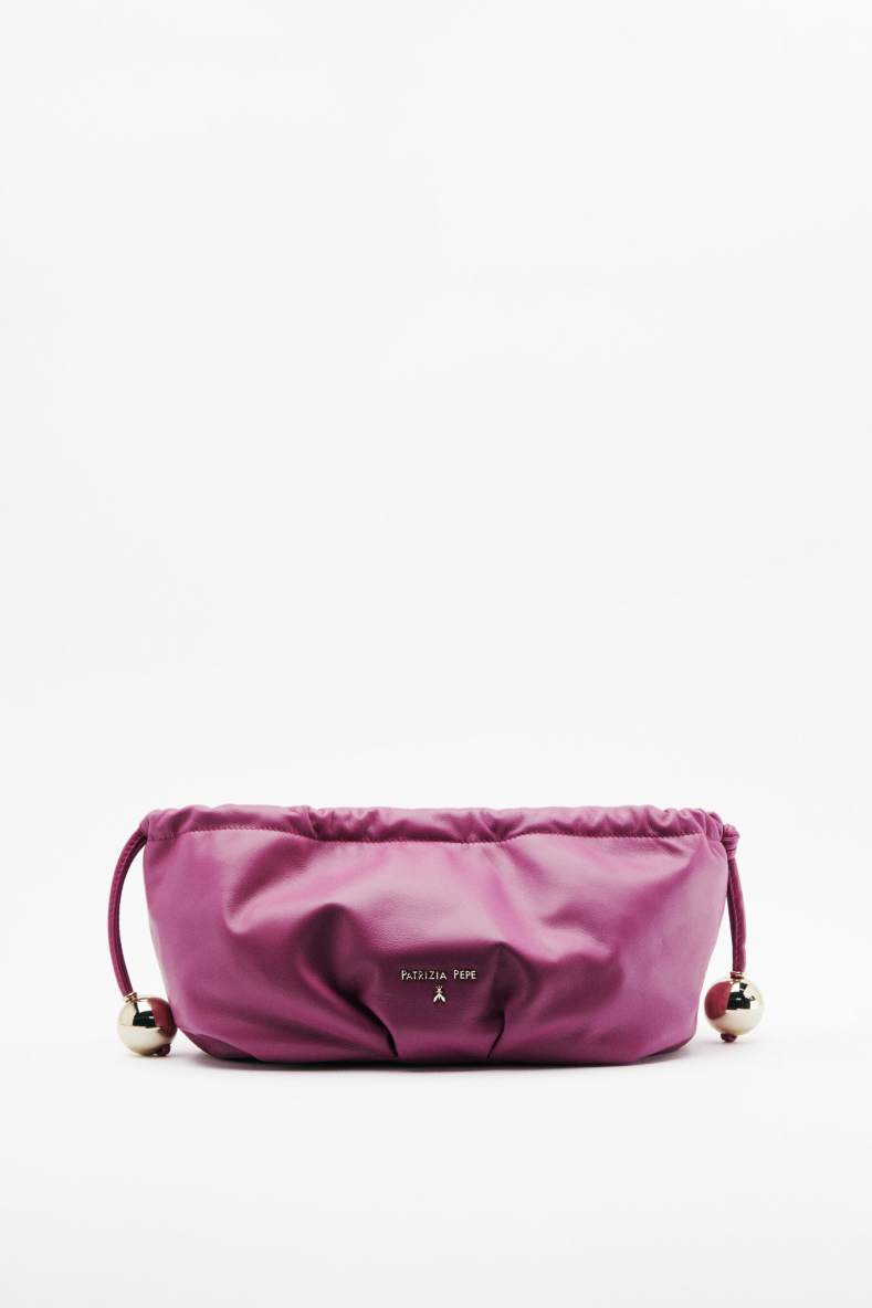 Leather Clutch &ldquo;Bubble&rdquo; Small, Purple, Patrizia Pepe