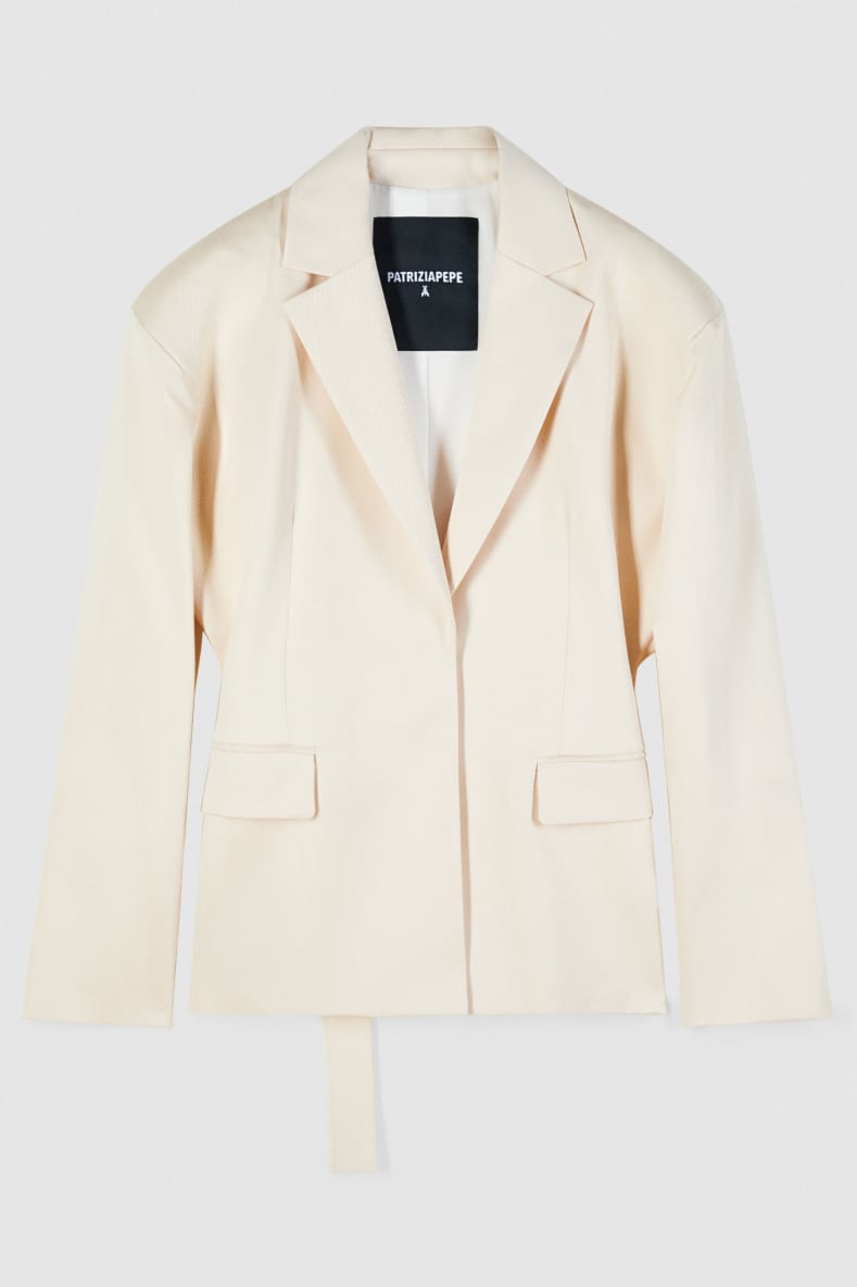 Slim blazer with belt, White, Patrizia Pepe