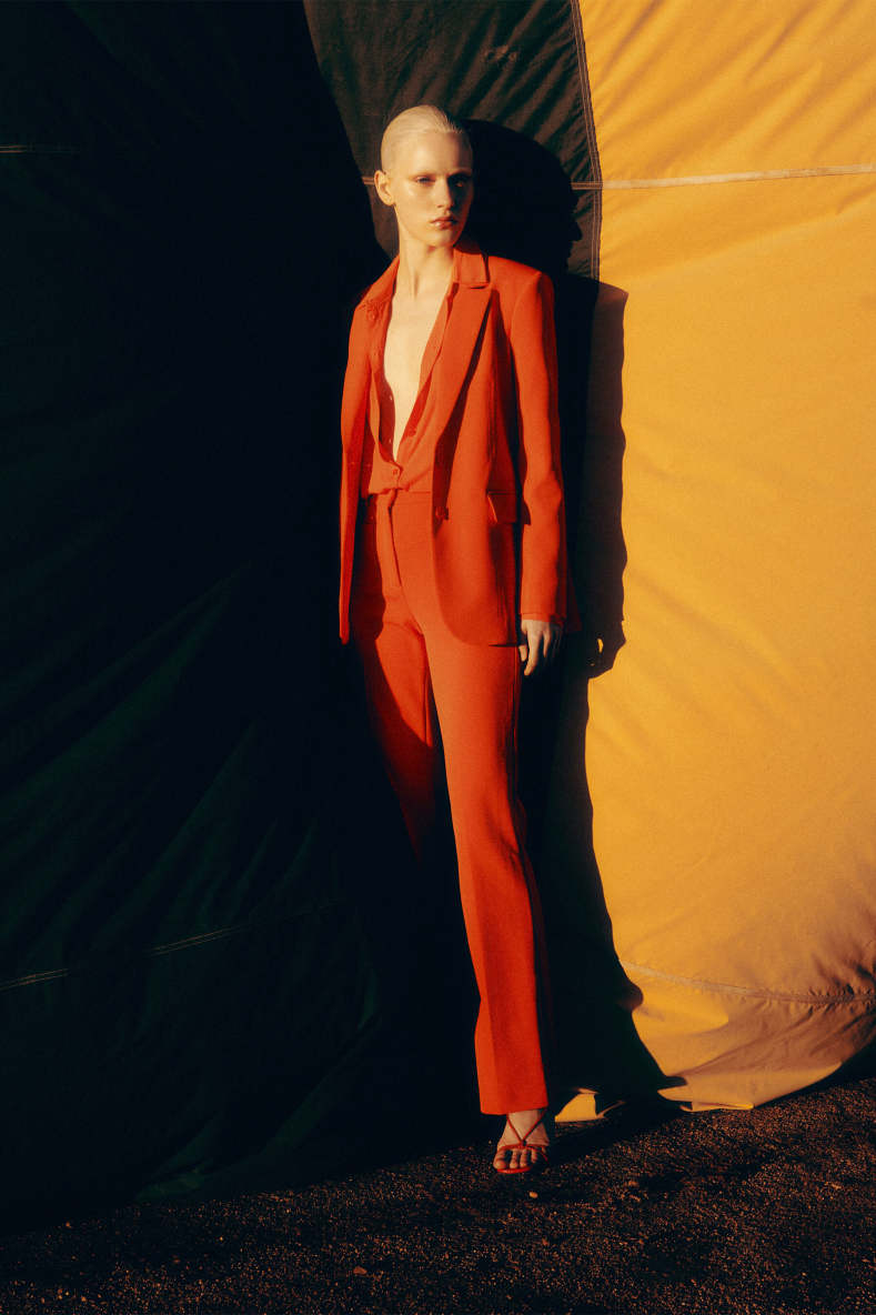 Blazer in structured twill, Orange, Patrizia Pepe