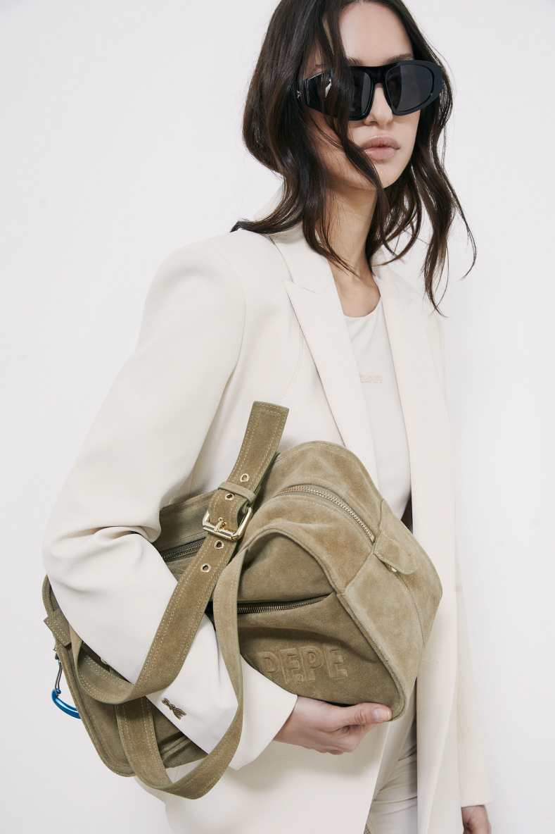 (IM)PERFECTION suede shopping bag, Green, Patrizia Pepe