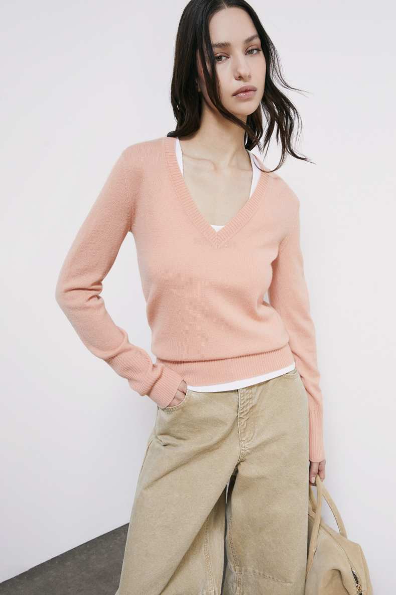 V-neck Cashmere Jumper, Pink, Patrizia Pepe
