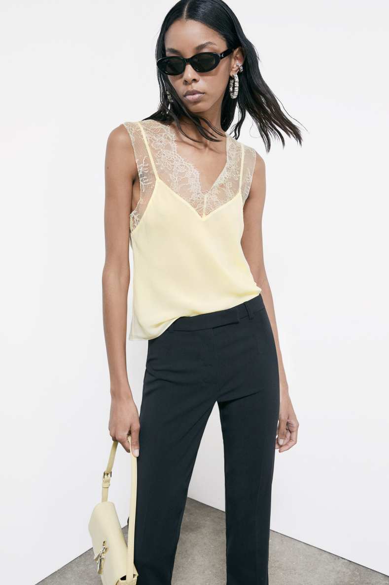 Top with lace details, Yellow, Patrizia Pepe