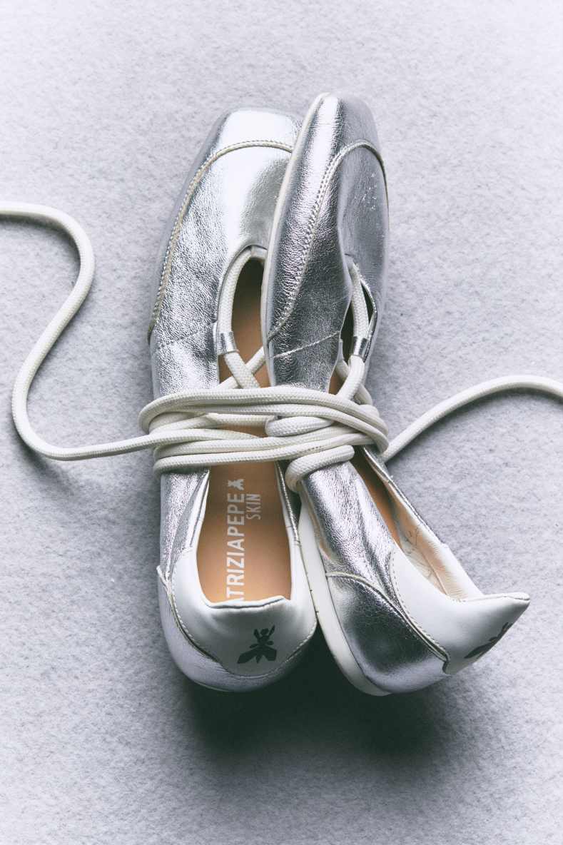 Dancing SKIN laminated flats, Silver, Patrizia Pepe