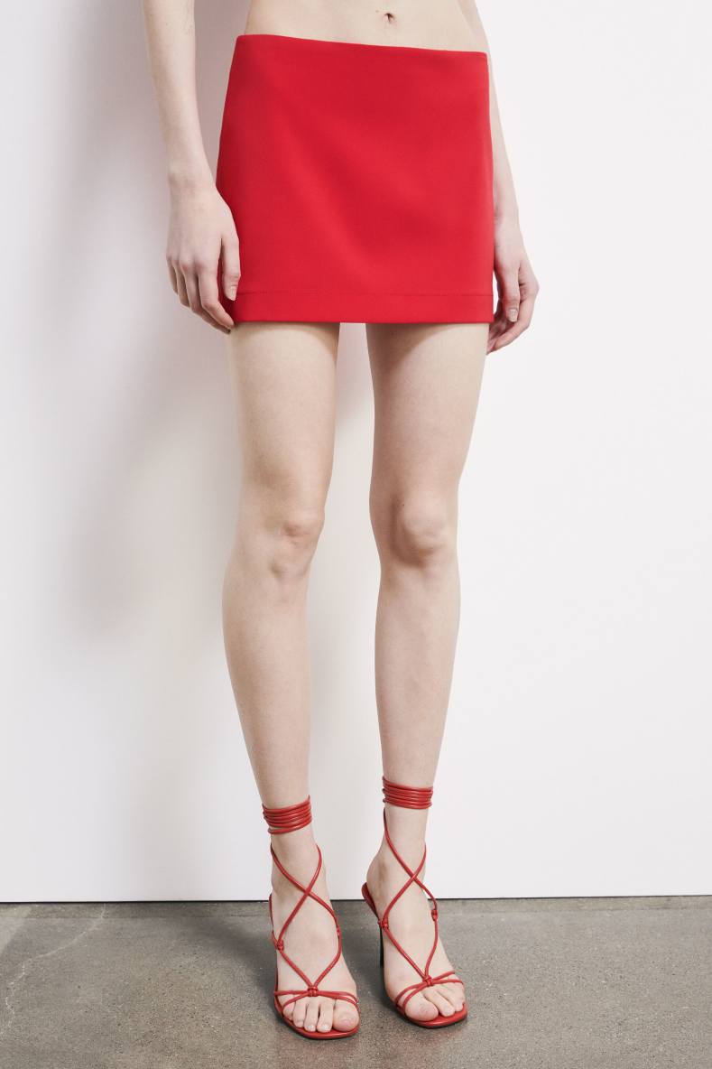 Crepe mini skirt, Red, Patrizia Pepe