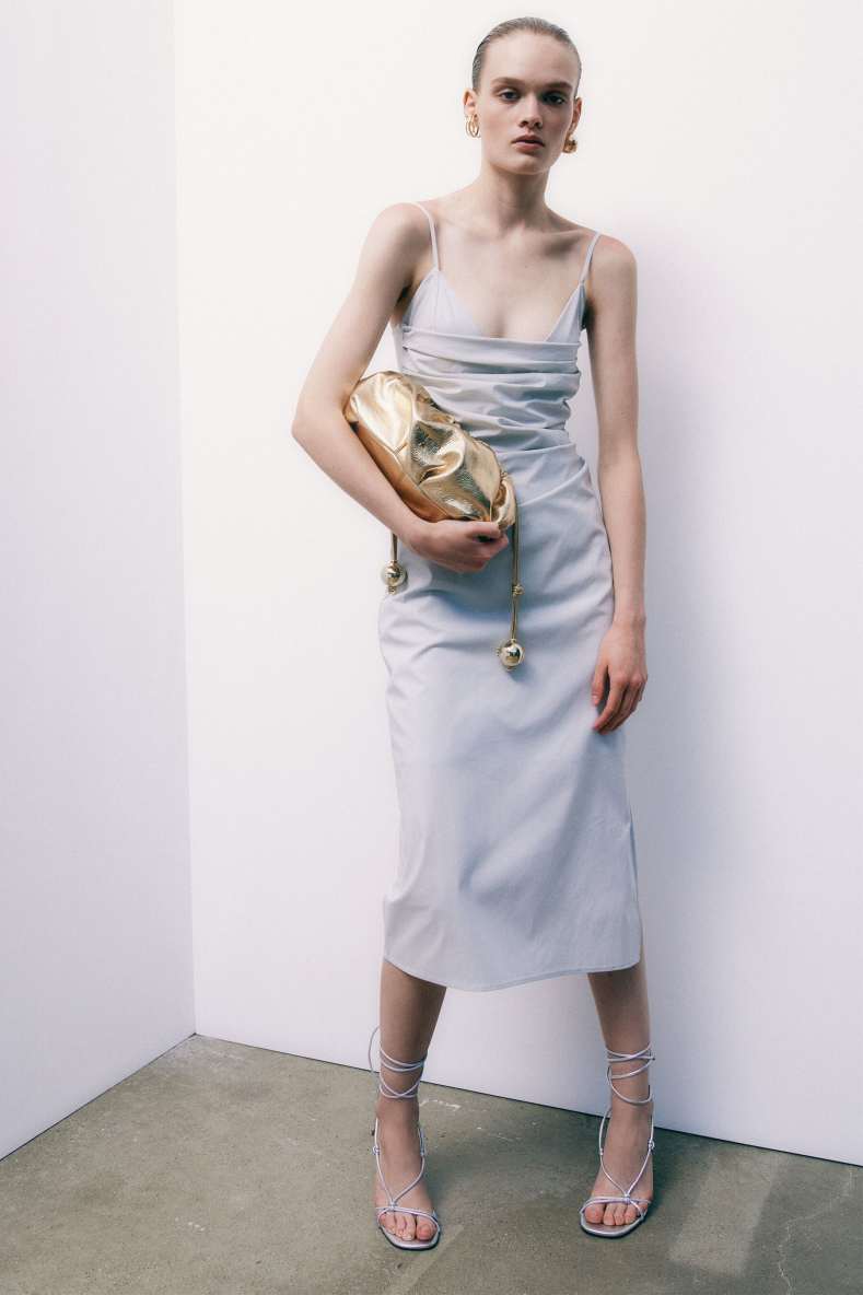 Midi bustier poplin dress, Grey, Patrizia Pepe