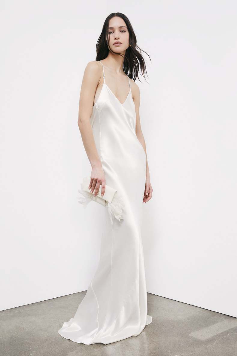 Fluid satin ceremony dress, White, Patrizia Pepe