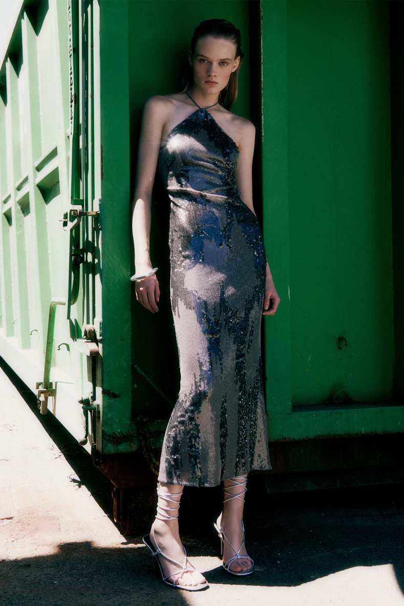 Long evening dress with all-over sequins, Patrizia Pepe