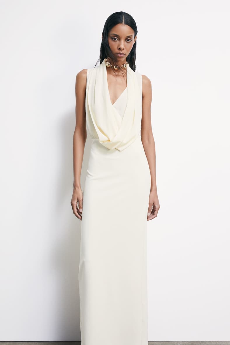 Draped long ceremony dress, 0, Patrizia Pepe