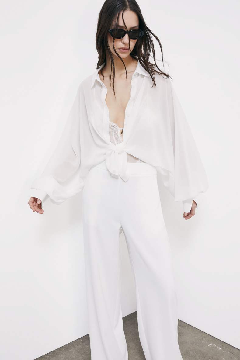 Fluid shirt with wide sleeves, White, Patrizia Pepe