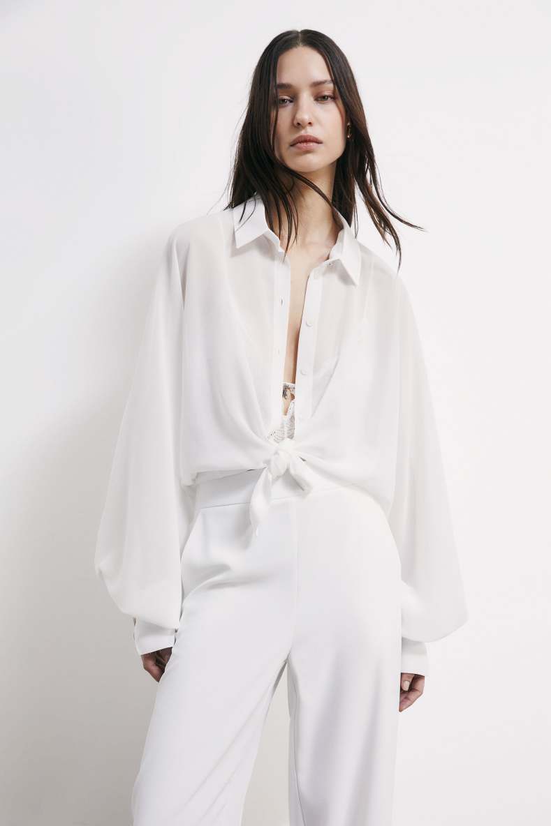 Fluid shirt with wide sleeves, White, Patrizia Pepe