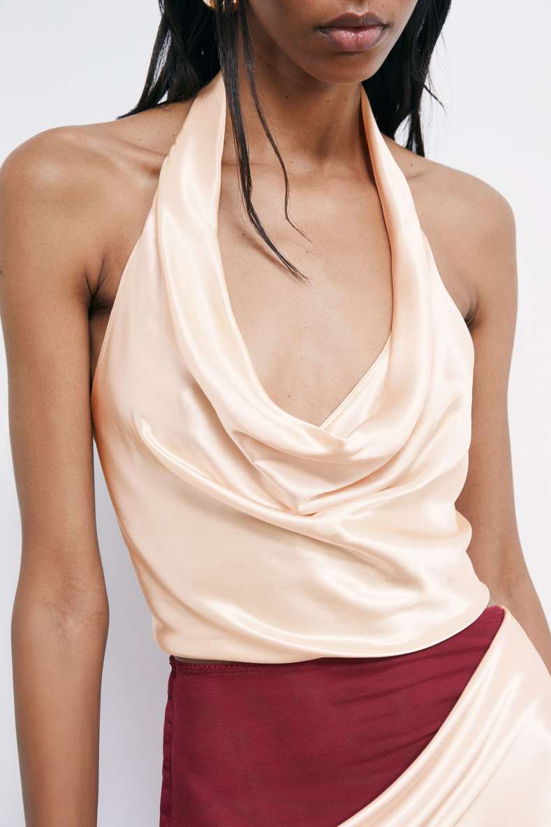 Draped satin top, Pink, Patrizia Pepe