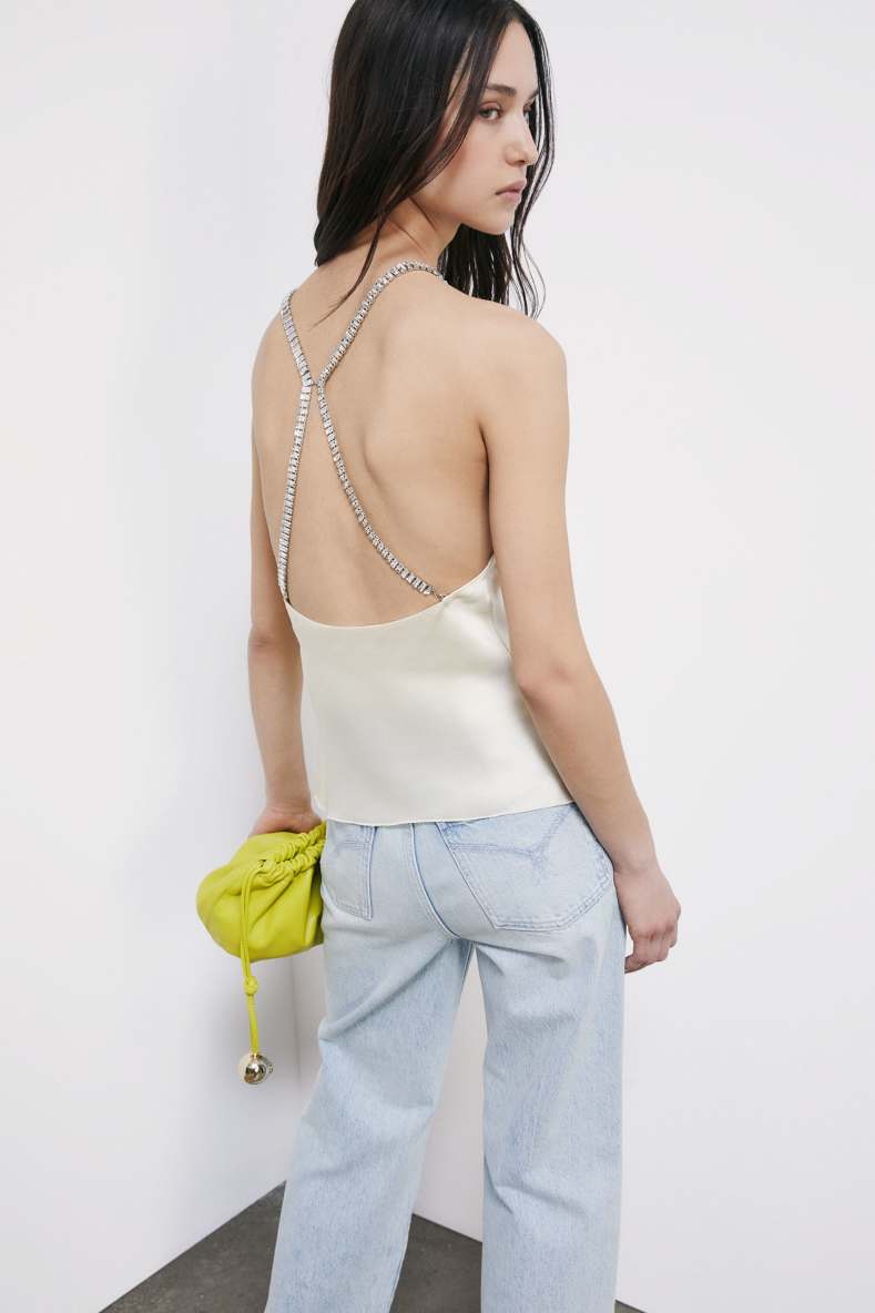 Silk top with jewelled chain detail, 0, Patrizia Pepe