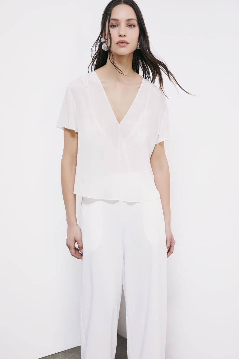 Blouse with jewel detail, White, Patrizia Pepe