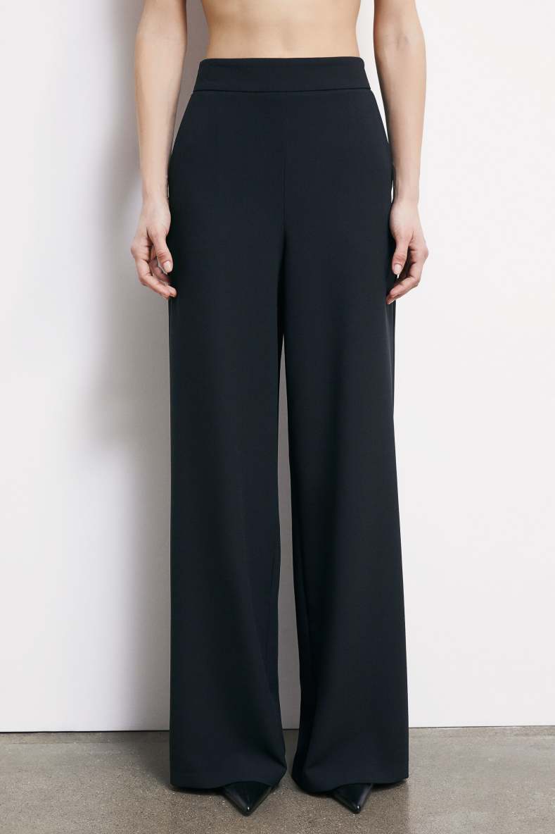 Palazzo cr&ecirc;pe trousers, Black, Patrizia Pepe