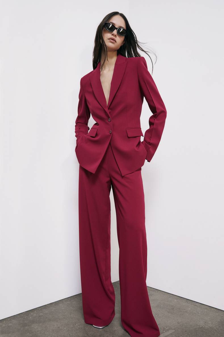 Palazzo cr&ecirc;pe trousers, Red, Patrizia Pepe