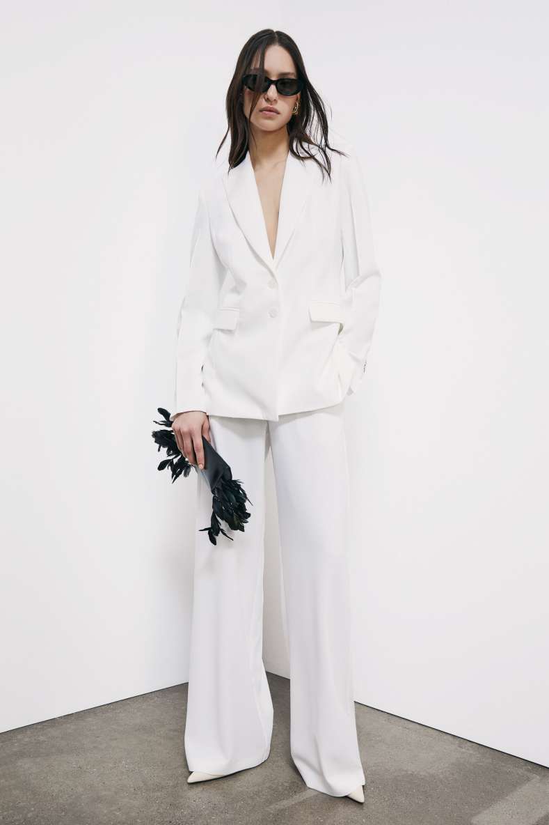 Palazzo cr&ecirc;pe trousers, White, Patrizia Pepe