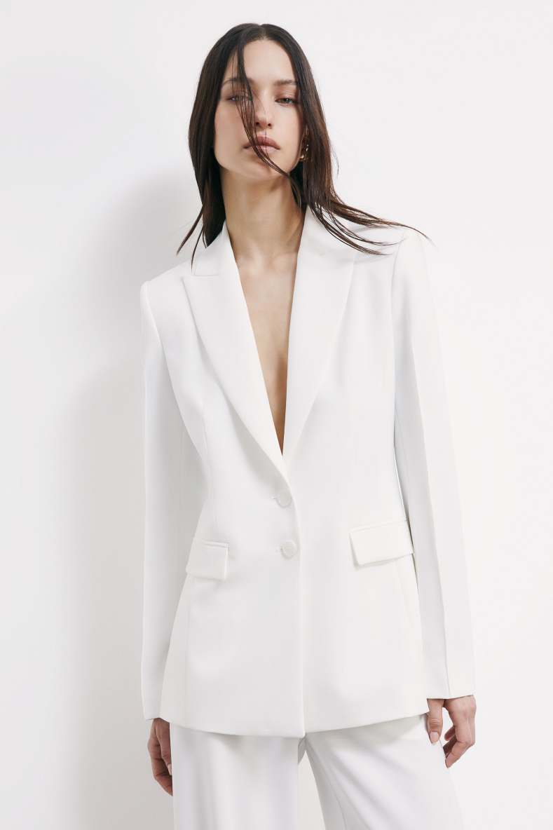 Slim cr&ecirc;pe blazer, White, Patrizia Pepe