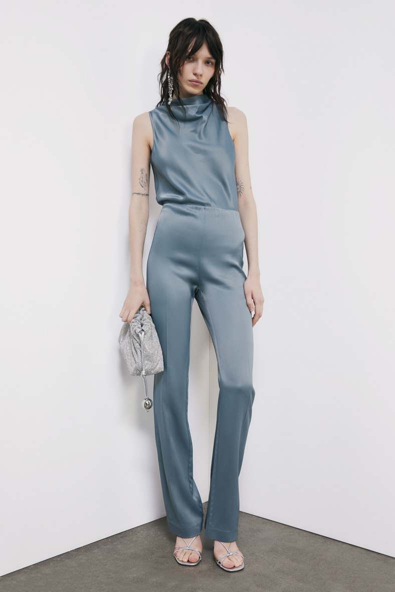 Satin jumpsuit with cut-out, Grey, Patrizia Pepe