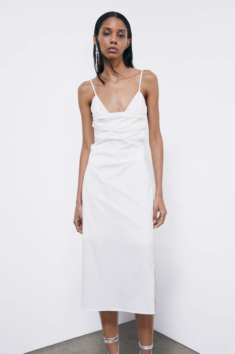 Midi bustier poplin dress, White, Patrizia Pepe