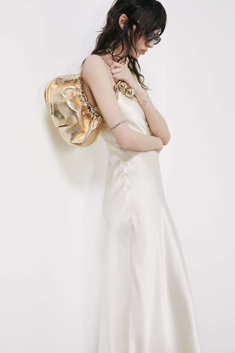 Маленький Bubble Clutch из ламинированной кожи, Золотистый, Patrizia Pepe