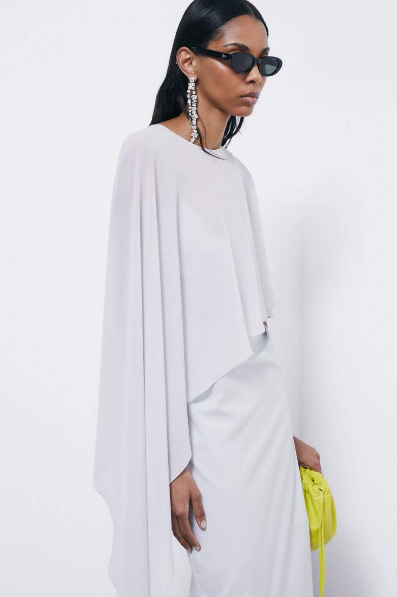 Asymmetric draped shoulder cover, Grey, Patrizia Pepe