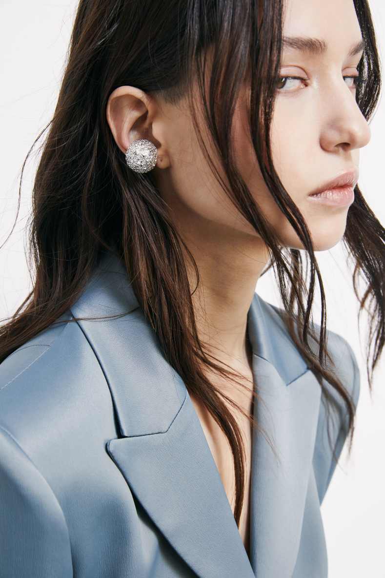 Crystal Sphere Earcuff, Silver, Patrizia Pepe