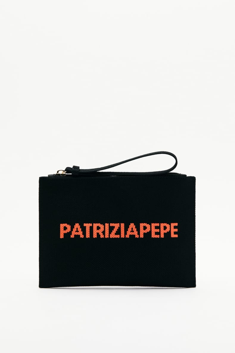 Pochette Tricot in the City peque&ntilde;a, Negro/Naranja