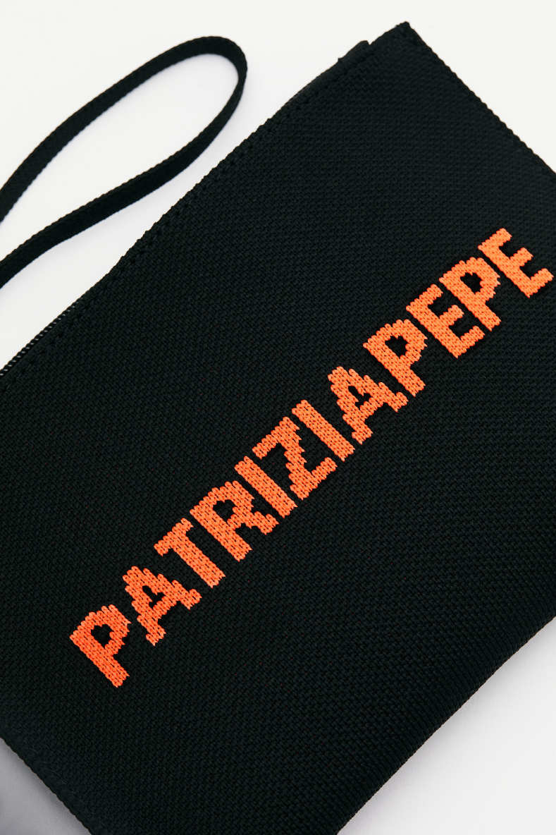 Pochette Tricot in the City peque&ntilde;a, Negro/Naranja