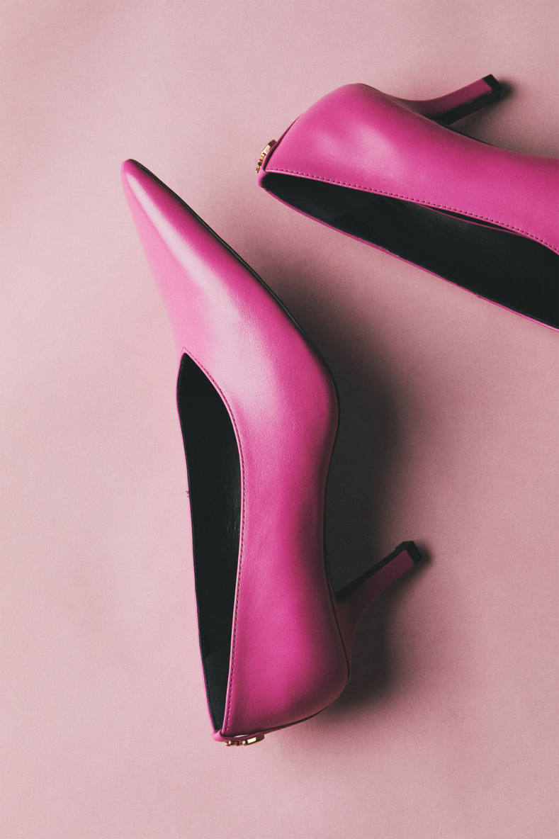 New Minimal Shape Shiny Leather Pumps, Purple, Patrizia Pepe