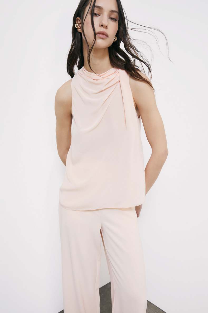 Asymmetric draped blouse, Pink, Patrizia Pepe