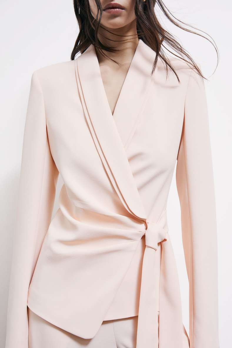 Cr&ecirc;pe blazer with tie belt, Pink, Patrizia Pepe