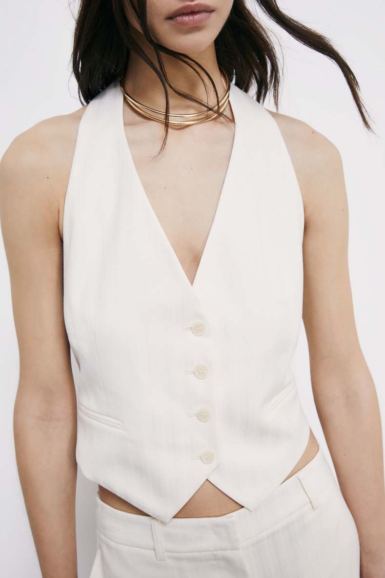 Tailored halter vest, White, Patrizia Pepe