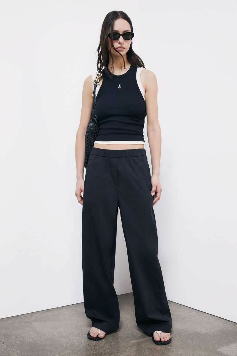 Straight-leg poplin trousers, Black, Patrizia Pepe