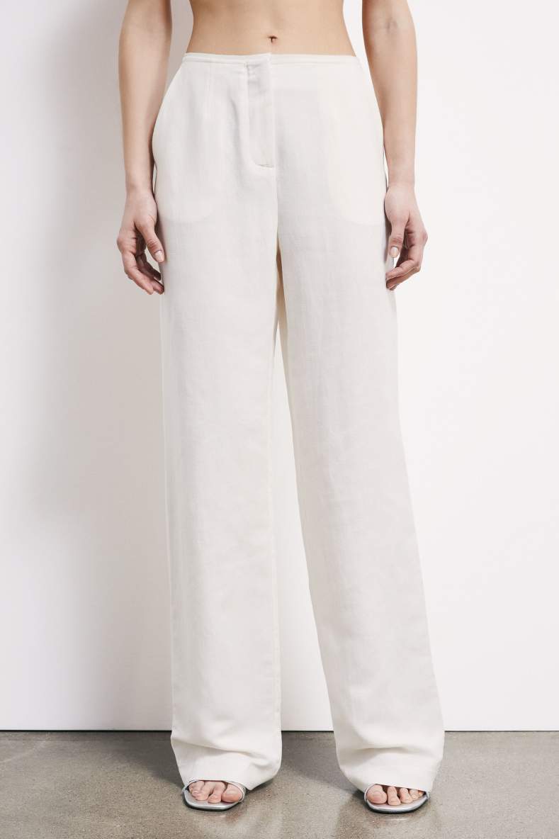 Low-waist tailored linen trousers, White, Patrizia Pepe