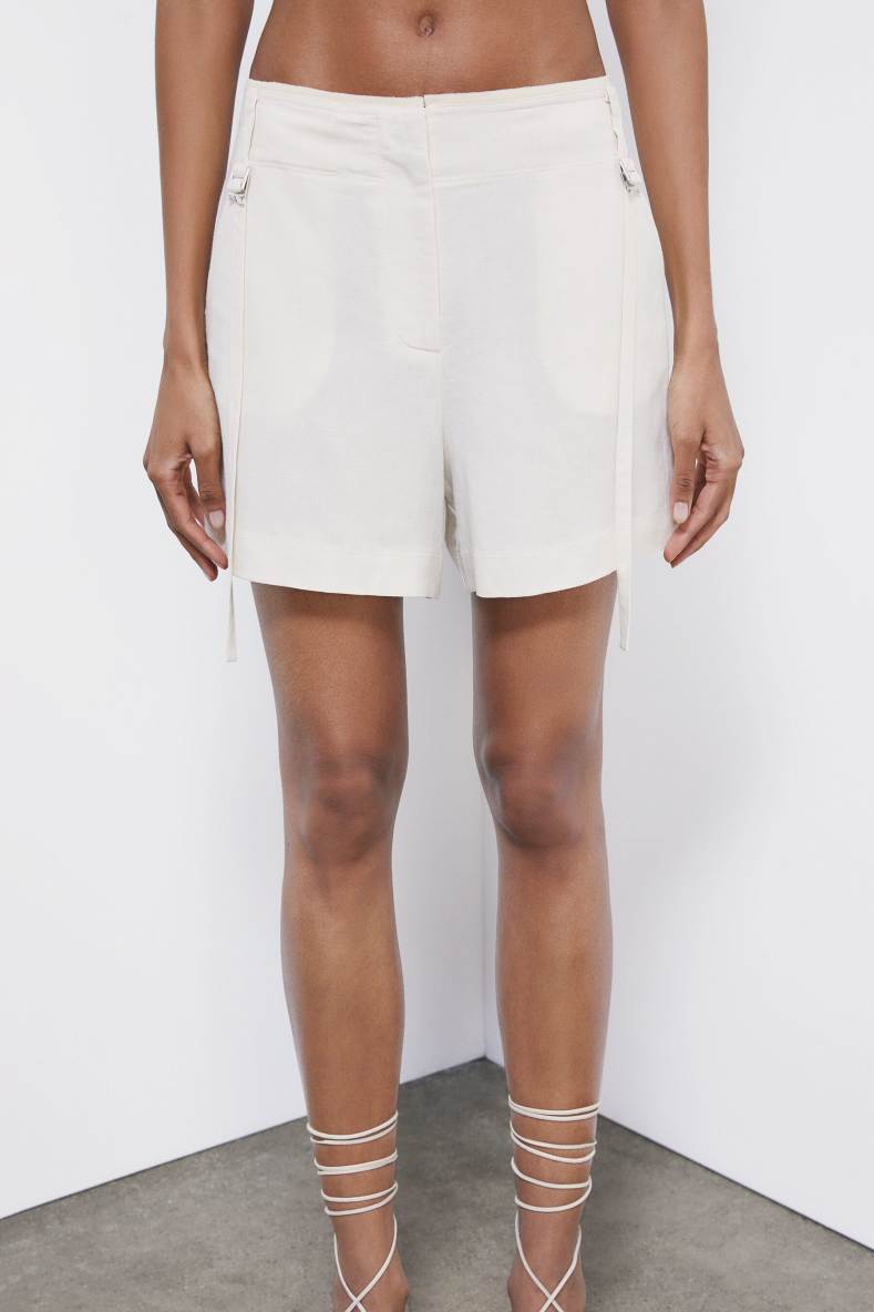 Tailored linen shorts, White, Patrizia Pepe
