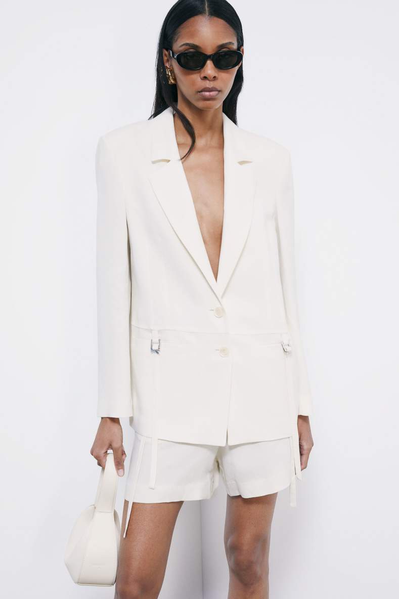 Tailored blazer with ties, White, Patrizia Pepe