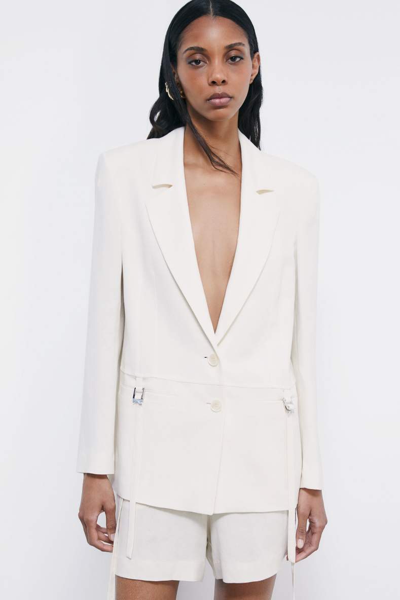 Tailored blazer with ties, White, Patrizia Pepe