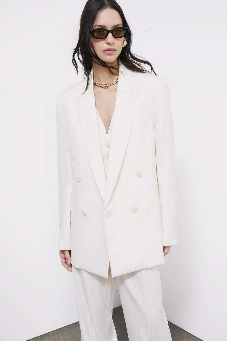 Structured double-breasted blazer, White, Patrizia Pepe