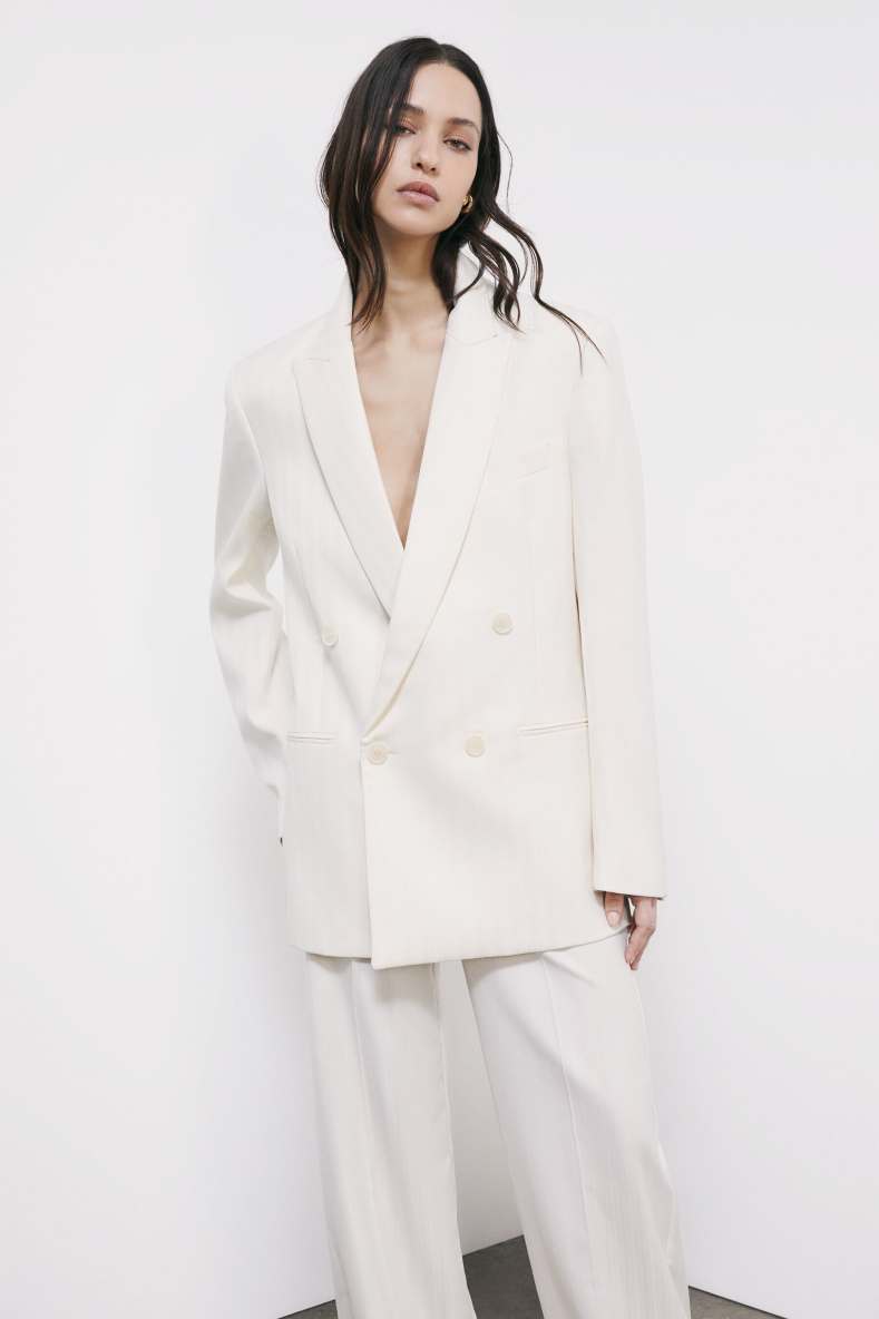Structured double-breasted blazer, White, Patrizia Pepe