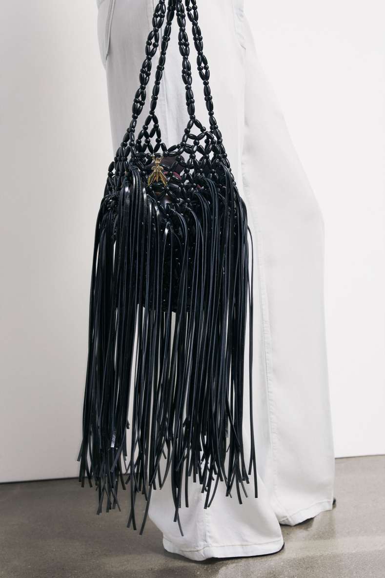 Radical Summer Bag with fringes, Black, Patrizia Pepe