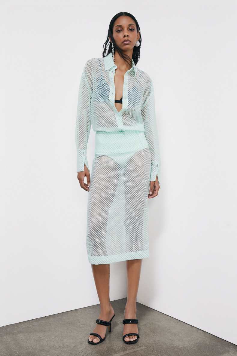 Chemise en organza d&eacute;vor&eacute;, Menthe, Patrizia Pepe