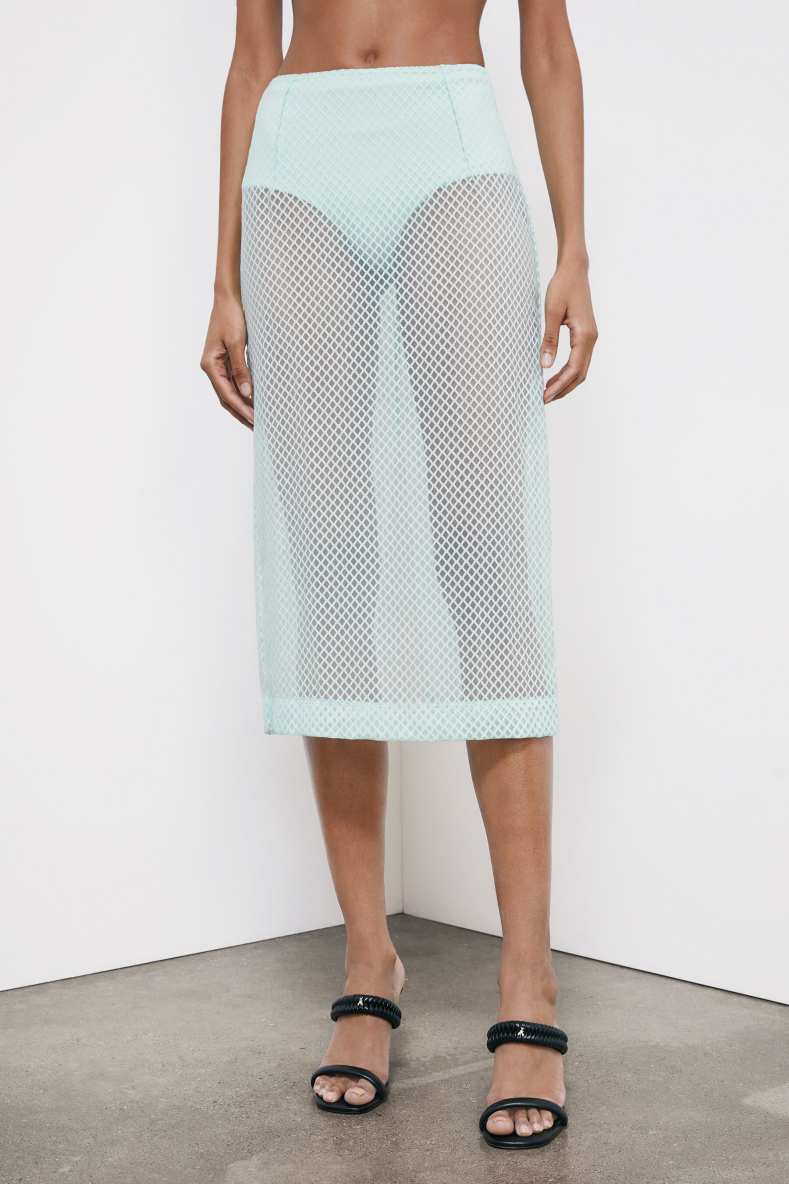 D&eacute;vor&eacute; organza midi skirt, Mint, Patrizia Pepe